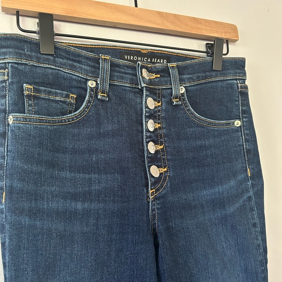 Veronica Beard Carolyn Button Hem 10” Baby Boot Jeans in Dark Sea, EUC, Size 26 - Picture 3 of 8